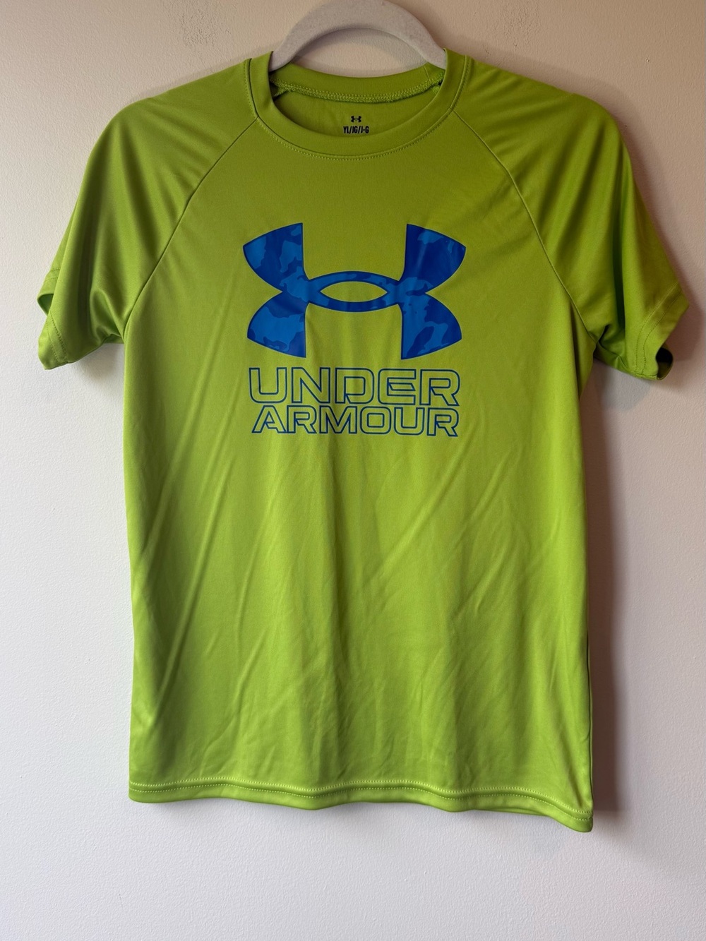 Under Armour Neon Green Tee with Blue Logo